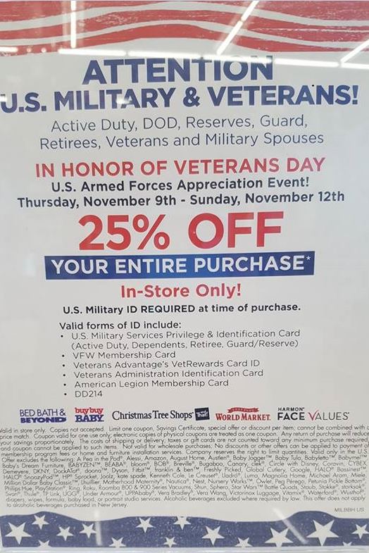 Does Bed Bath And Beyond Do Military Discount